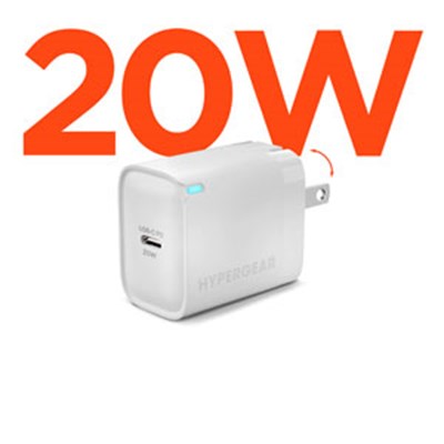 HyperGear 20W USB-C PD Wall Charger White Bulk