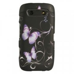 Blackberry Compatible Rubberized Protective Cover - Purple Butterfly BB9850RUBBKPUBF
