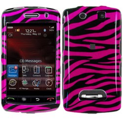 Blackberry Compatible Design Snap-on Cover - Pink and Black Zebra  FS-BBSTORM-D21