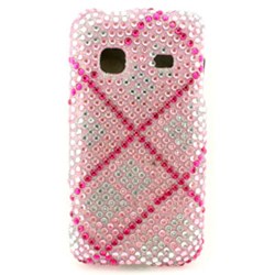 Samsung Compatible Jewel Snap-on Cover - Pink Plaid Jewel  FS-MOI475-JP01
