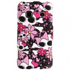 Samsung Compatible Rubberized Protective Cover - White with Pink Skull PREVAILRUBWHPKSKULL