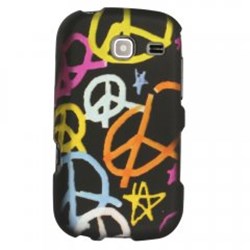 Samsung Compatible Rubberized Protective Cover - Black Handmade Peace Sign R380RUBBKHDPS