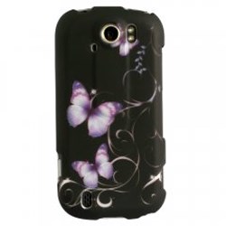 Samsung Compatible Rubberized Protective Cover - Black with Purple Butterfly R380RUBBKPUBF