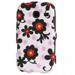 Samsung Compatible Rubberized Protective Cover - White with Black Daisy R380RUBWHBKDSY