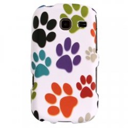 Samsung Compatible Rubberized Protective Cover - White with Multi Dog Paw R380RUBWHDOGPWS