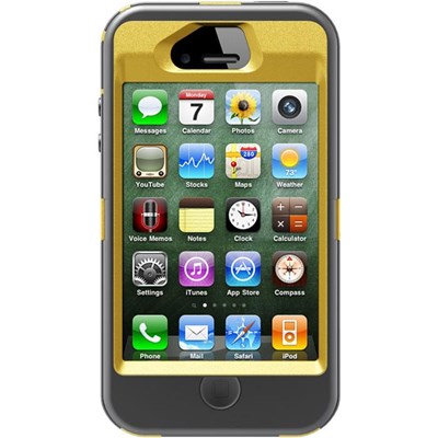 Apple Compatible Otterbox Defender Interactive Rugged Case and Holster - Sun Yellow and Gunmetal Grey  77-19664