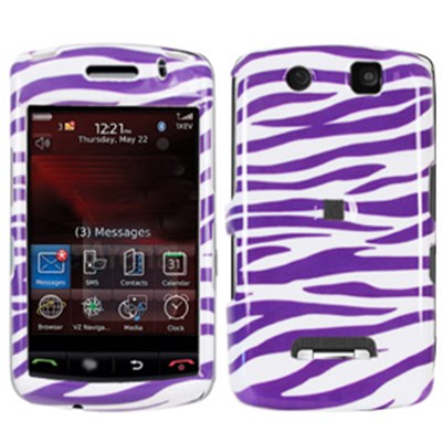 Blackberry Compatible Design Snap-on Cover - Purple and White Zebra  FS-BBSTORM-D26