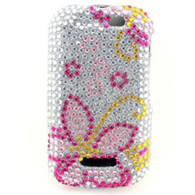 Motorola Compatible Jewel Snap-on Cover - Pink Flower  FS-MOI475-JF03