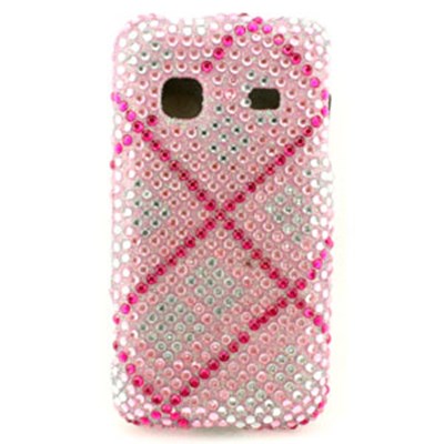 Samsung Compatible Jewel Snap-on Cover - Pink Plaid Jewel  FS-MOI475-JP01