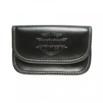 Harley Davidson Leather Pouch - Black  HDHORLOGOSM