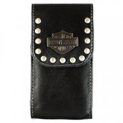 Officially Licensed Harley Davidson Horizontal Leather Pouch with Stud Accents-HDVERFLAPCASE