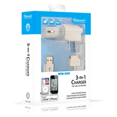 Apple Certified 1 Amp Naztech Vehicle and Travel Charger Combo - White   N300-11661NZ