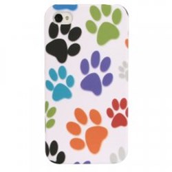Apple Compatible Rubberized Protective Cover - Multicolor Paw Print 4SRUBPAW