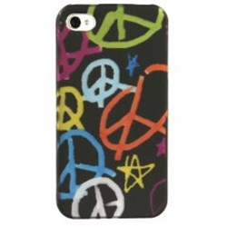 Apple Compatible Rubberized Protective Cover - Multicolor Peace Signs 4SRUBPEACEMULTI