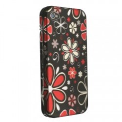 Apple Compatible Rubberized Protective Cover - Red Flower Power 4SRUBRDFLWR