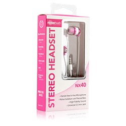NoiseHush NX40 3.5mm Stereo Headset with Mic - Pink  NX40-11670