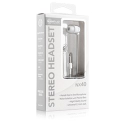 NoiseHush NX40 3.5mm Stereo Headset with Mic - White  NX40-11674