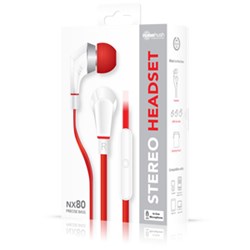 NoiseHush NX80 Handsfree Stereo 3.5mm Headset with Mic - White NX80-11832