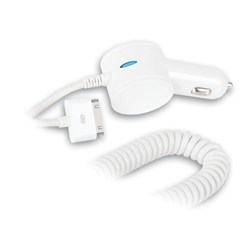 Apple Compatible Qmadix 1 Amp Vehicle Power Charger - White QM-VPCAPIP4-WH