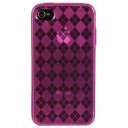 Apple Compatible Checkered Pattern TPU Cover - Hot Pink TPU4SHPCK