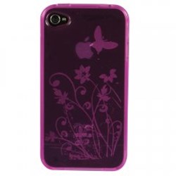 Apple Compatible Flowered Pattern TPU Cover - Hot Pink TPU4SHPFL