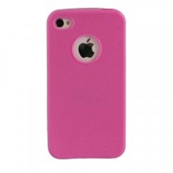 Apple Compatible Leather Textured Pattern TPU Cover - Solid Pink TPU4SPK