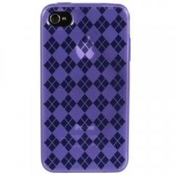 Apple Compatible Checkered Pattern TPU Cover - Purple TPU4SPUCK