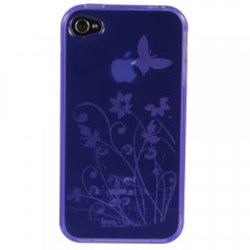 Apple Compatible Flower Pattern TPU Cover - Purple TPU4SPUFL