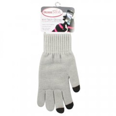 Boss Tech Touch Screen Gloves - Gray with Black Tips  GLOVEGYBK