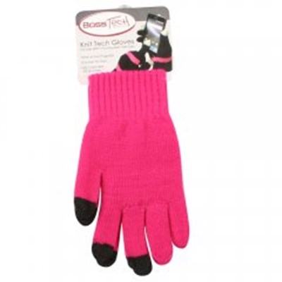 Boss Tech Touch Screen Gloves - Hot Pink with Black Tips   GLOVEHTPKBK