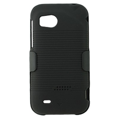 HTC Compatible Rubberized Cover and Holster Combo - Black  HLSTS-HT6425-RBK