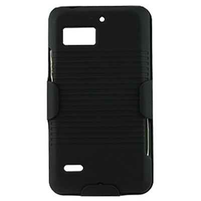Motorola Compatible Rubberized Cover and Holster Combo - Black  HLSTS-MOXT875-RBK
