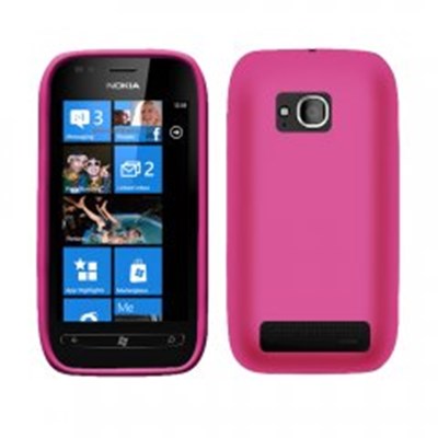 Nokia Compatible Rubberized Protective Cover - Dark Pink LUMIA710RUBDKPK