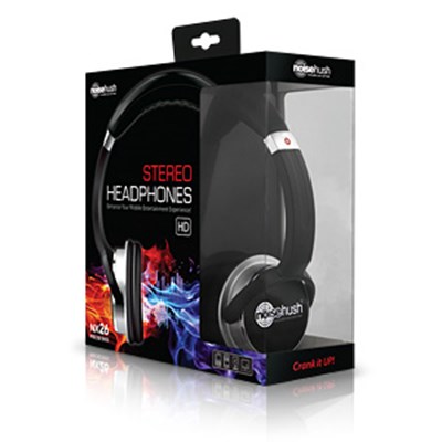 NoiseHush NX26 Stereo Headphones with Neodymium Manget Drivers - Black and Silver  NX26-11778