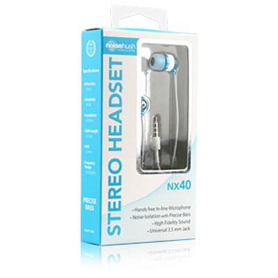 NoiseHush NX40 3.5mm Stereo Headset with Mic - Blue  NX40-11671
