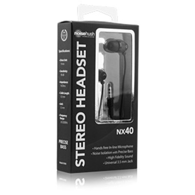 NoiseHush NX40 3.5mm Stereo Headset with Mic - Black on Black  NX40-11673