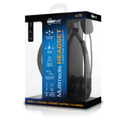 NoiseHush NX70 Crystal Clear Multimedia Headset - Black NX70-11825