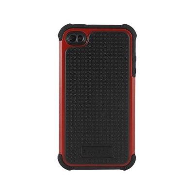 Apple Compatible Ballistic Shell Gel Case - Black and Red  SA0582-M355