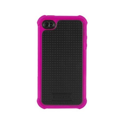 Apple Compatible Ballistic Shell Gel Case - Black and Hot Pink SA0582-M965