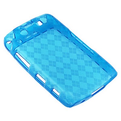 Blackberry Compatible Crystal Skin TPU Cover - Transparent Blue Checkers  TPU-BB9550-TBUD02