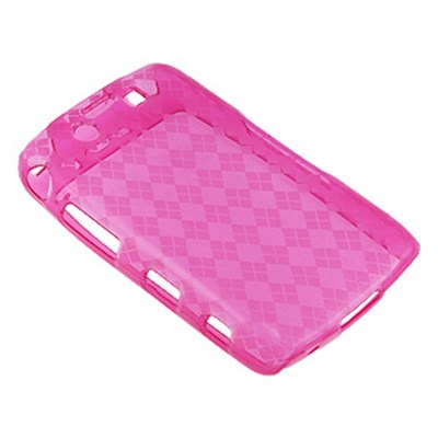 Blackberry Compatible Crystal Skin TPU Cover - Transparent Pink Checkers  TPU-BB9550-TPID02