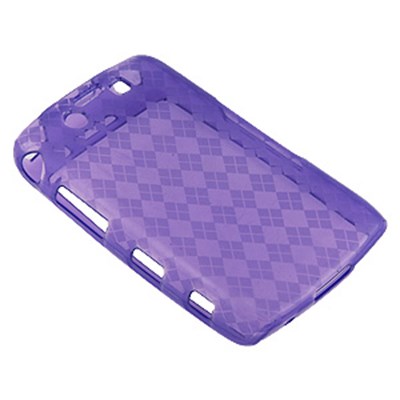 Blackberry Compatible Crystal Skin TPU Cover - Transparent Purple Checkers  TPU-BB9550-TPPD02