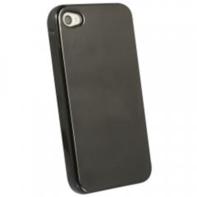 Apple Compatible Leather Textured Pattern TPU Cover  - Solid Black TPU4SBK