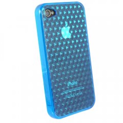 Apple Compatible Translucent Textured Pattern TPU Cover - Blue TPU4SBL