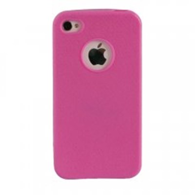 Apple Compatible Leather Textured Pattern TPU Cover - Solid Pink TPU4SPK