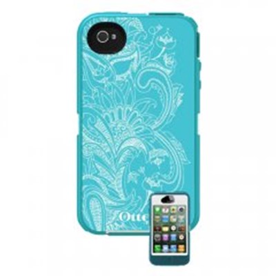Apple Compatible Otterbox Defender Interactive Rugged Case and Holster - Celestial Teal and White Light  77-20407