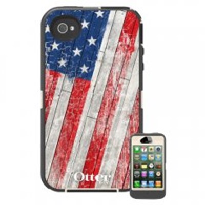 Apple Compatible Otterbox Defender Interactive Rugged Case and Holster - Rustic USA Flag Slate and Stone 77-20646