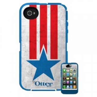 Apple Compatible Otterbox Defender Interactive Rugged Case and Holster - Stars and Stripes USA Ocean and White  77-21236