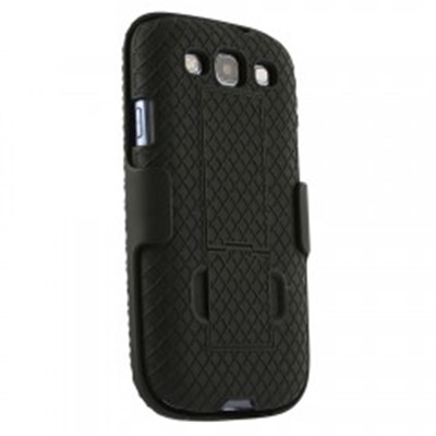 Samsung Compatible Holster and Protective Cover Combo with Rubberized Texture - Black  FXCOVGALAXYSIII