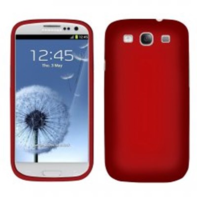 Samsung Compatible Rubberized Protective Cover - Red  GALAXYSIIIRUBRD